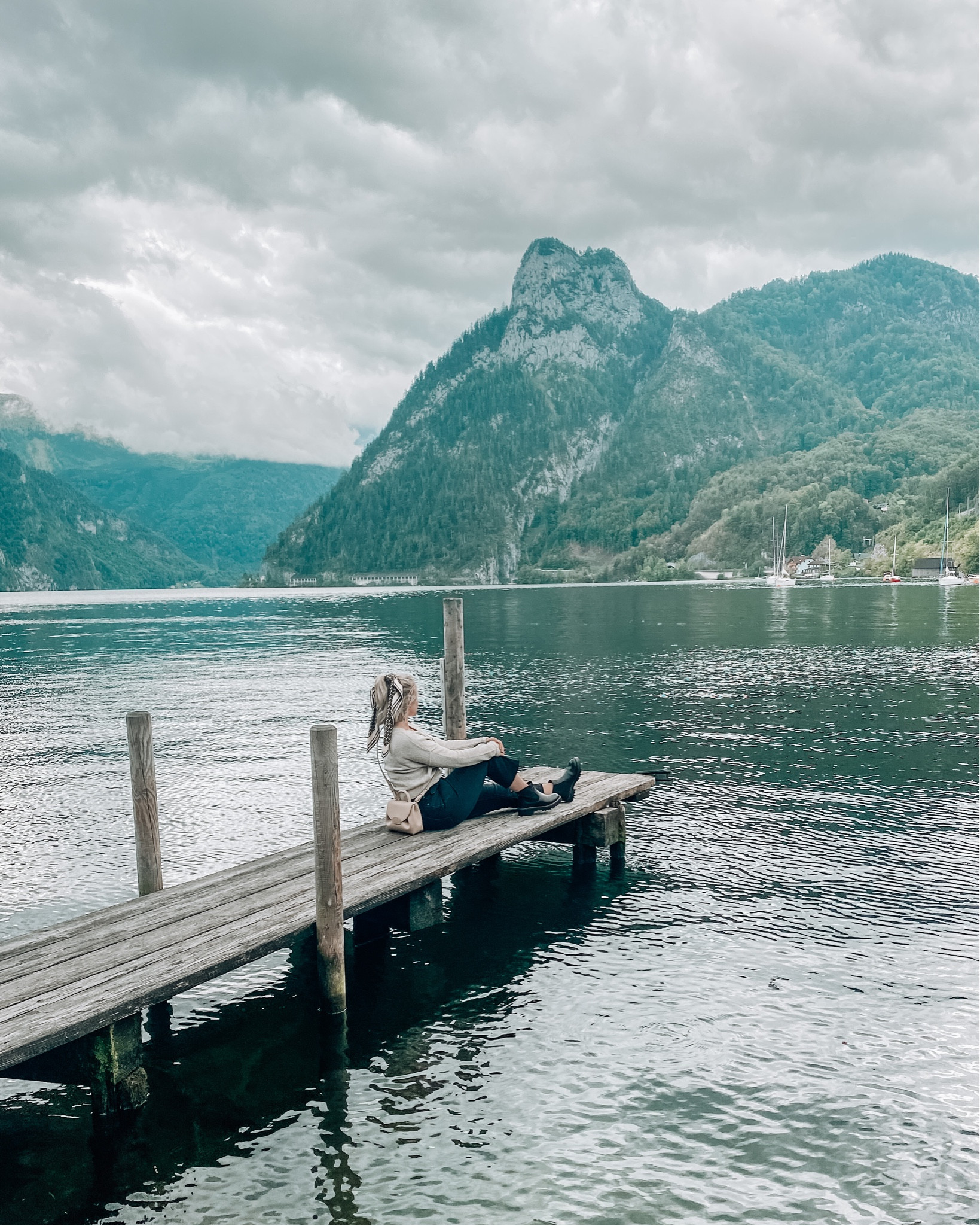 Exploring the lake Hallstatt scenery in Hallstatt, Austria. Beautiful Austrian Mountain Views. What to wear on sight-seeing tour in Vienna, walking tour outfit, rainy day ootd ideas, chic neutral vacation outfit in Europe 

#LTKeurope #LTKstyletip #LTKtravel