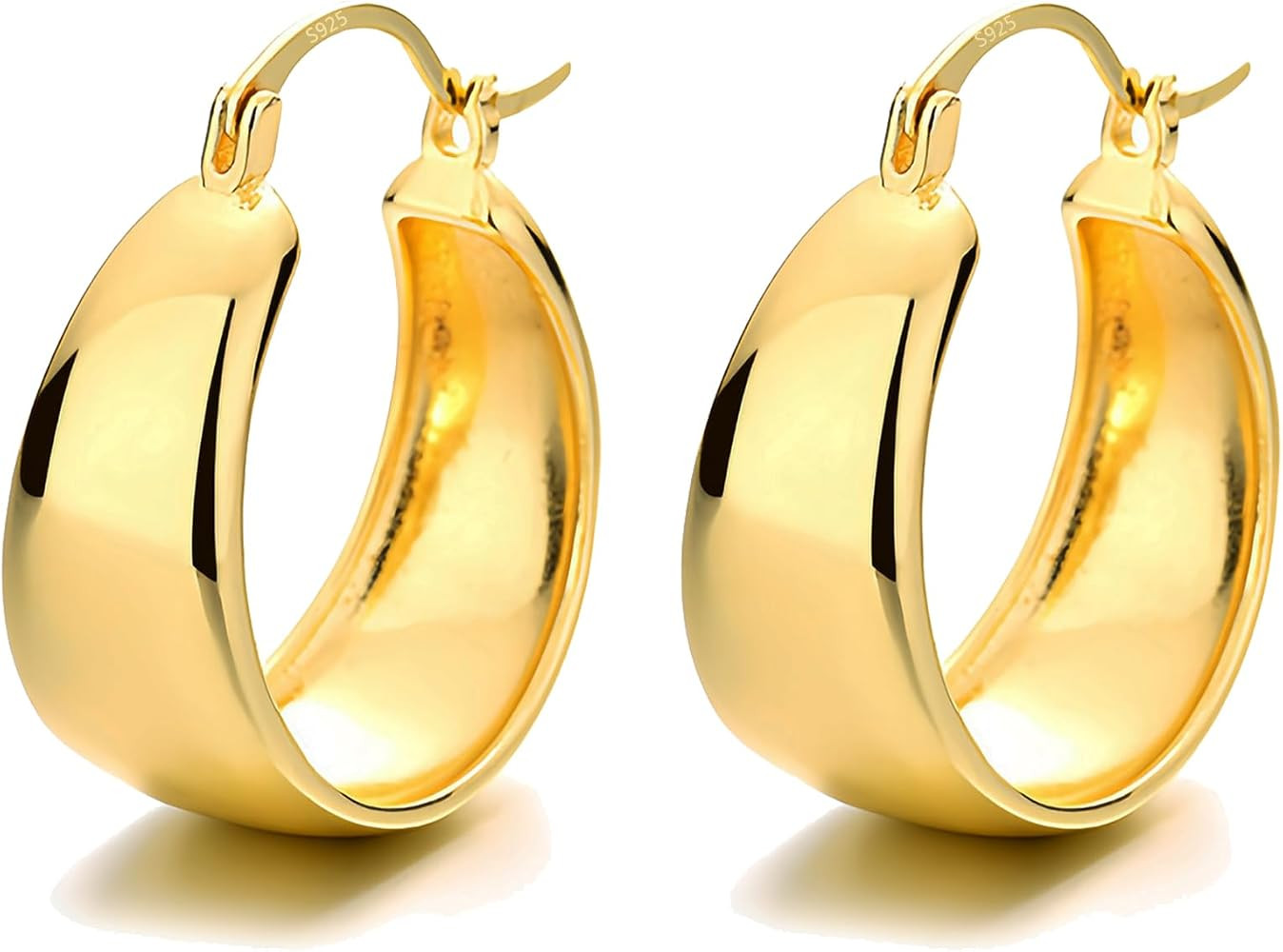 Gold Hoop Earrings For Women Girls 14k Real Gold Plated Hypoallergenic Trendy Earrings Lightweigh... | Amazon (US)