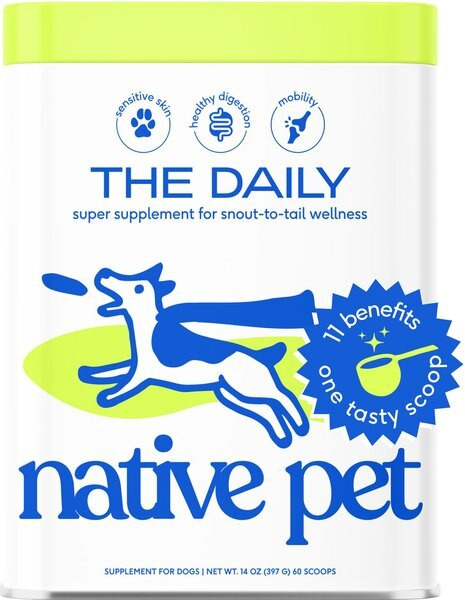 Native Pet The Daily Powder 11-in-1 Multivitamin Supplement for Dogs, 14-oz tin | Chewy.com