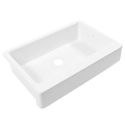 Grace White Fireclay 34" Single Bowl Quick-Fit Undermount Farmhouse Traditional-Style Kitchen Sink and Drain | Wayfair North America