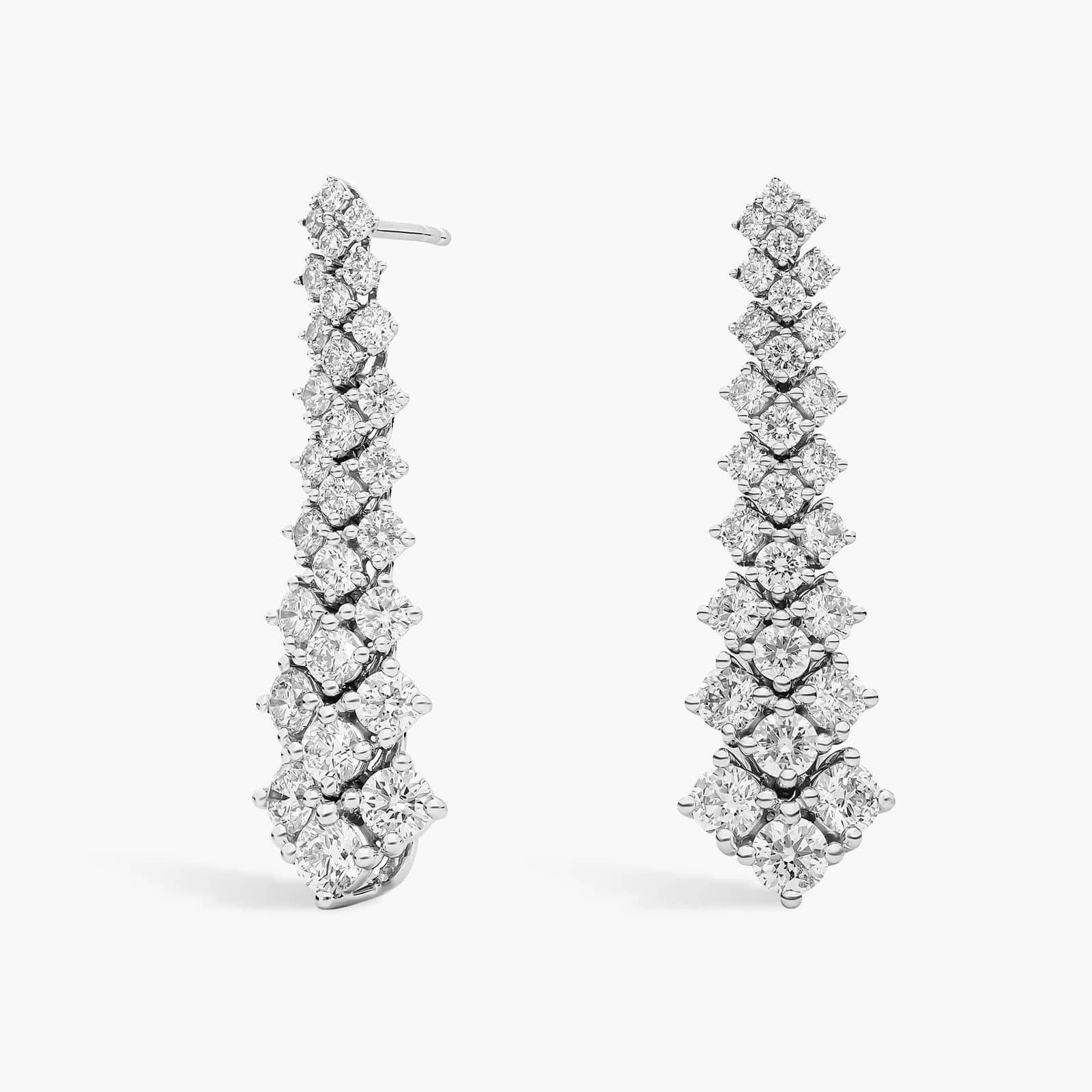 Graduating Multi-Row Diamond Drop Earrings in 14k White Gold (4 ct. tw.) | Blue Nile