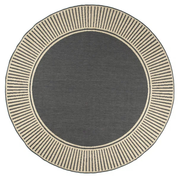 Arbab Bordered Machine Woven / Power Loomed Gray Indoor/Outdoor Patio Rug | Wayfair North America