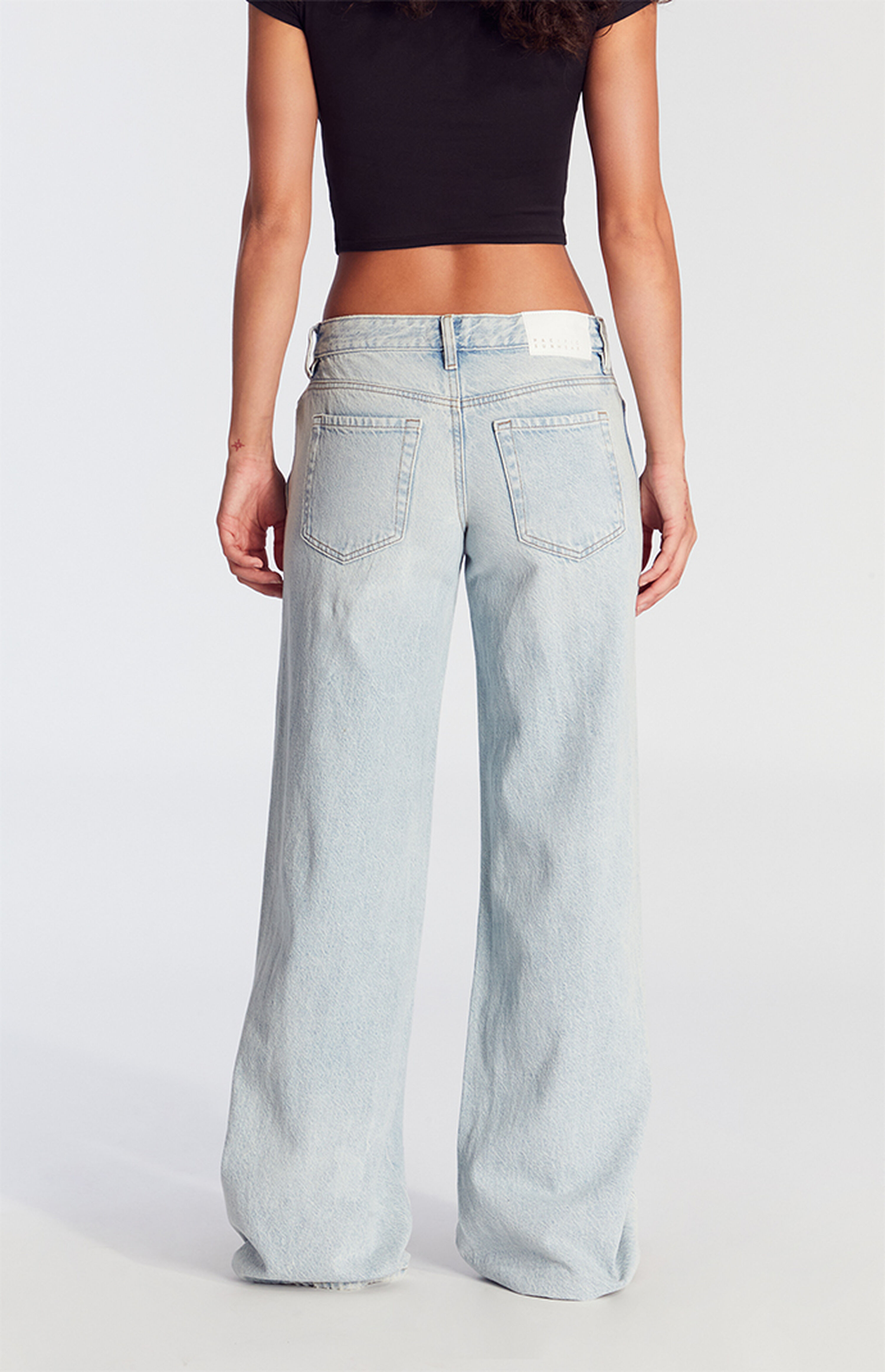 PacSun Casey Light Indigo Asymmetrical Low Rise Baggy Jeans | PacSun