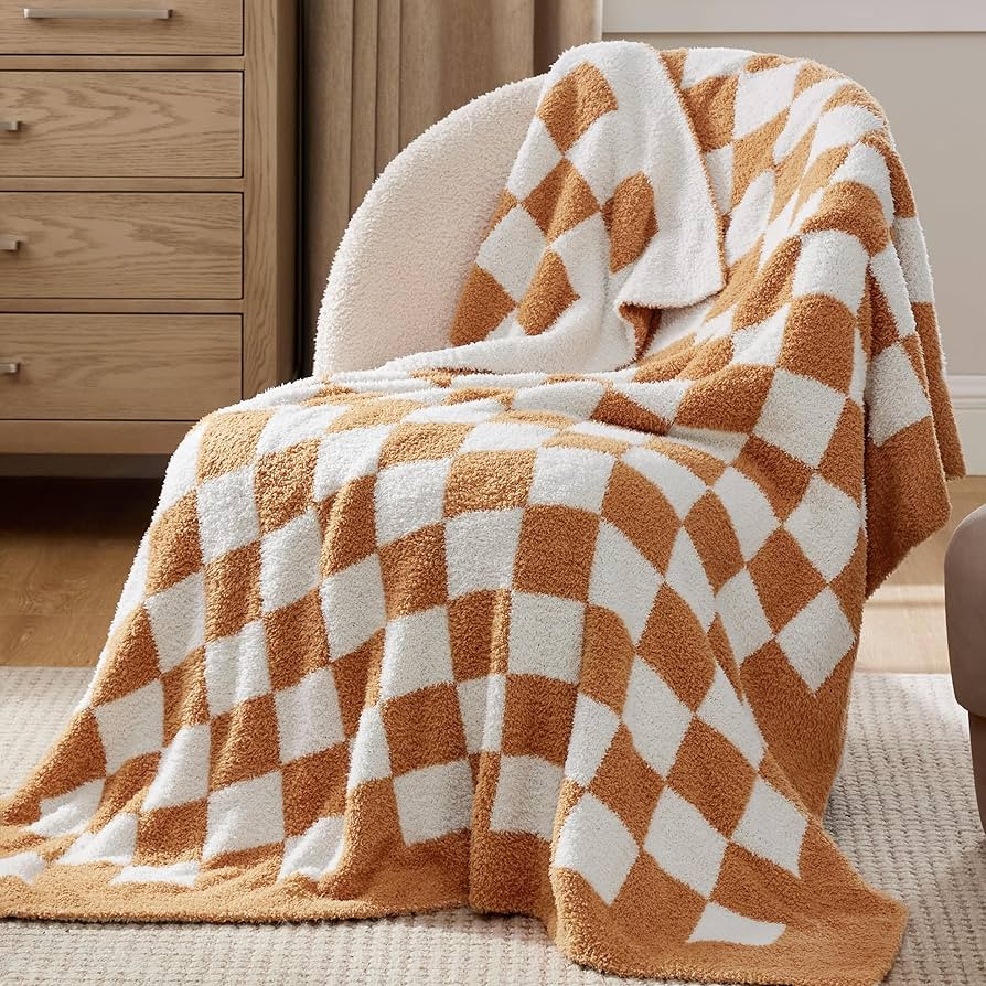 Bedsure Checkered Throw Blanket for Couch - Super Soft, Cozy & Warm Knit Blanket, Breathable, Lig... | Amazon (US)
