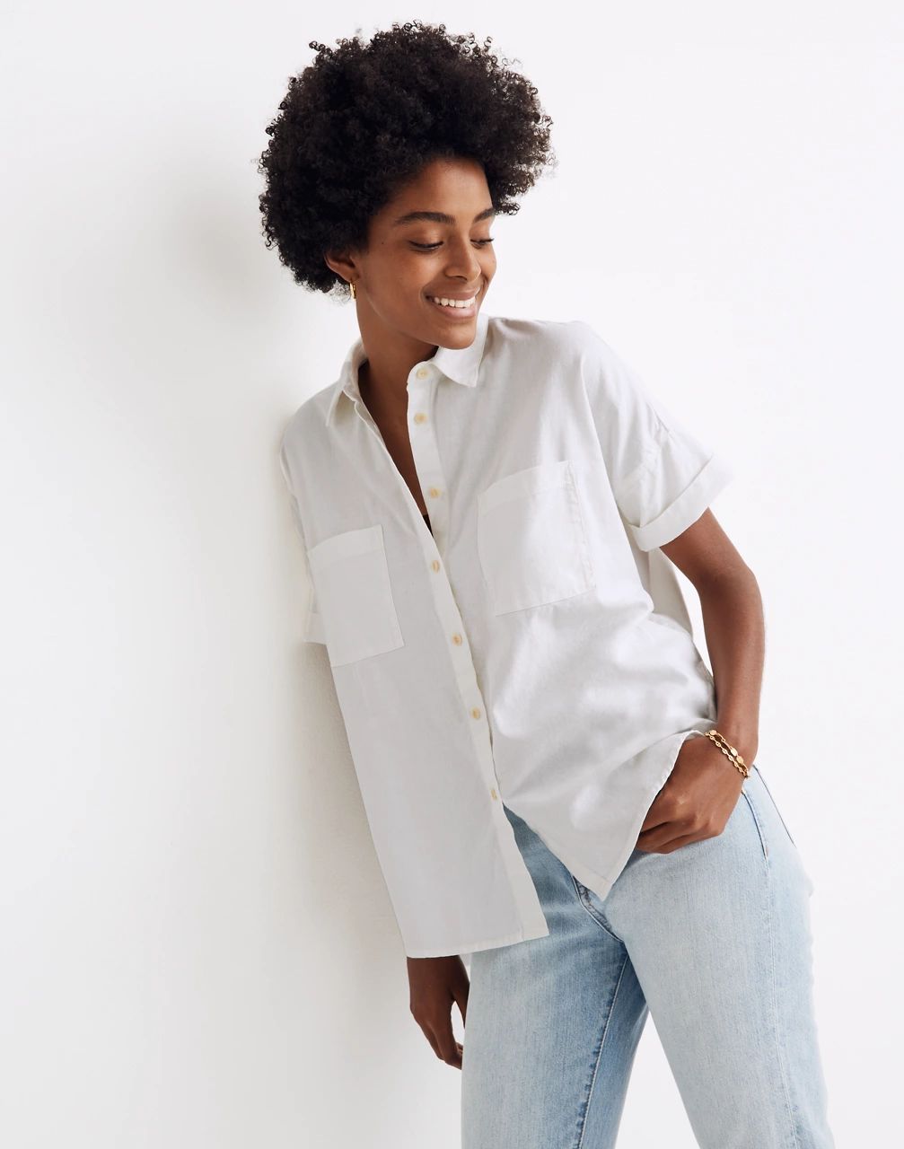 White Cotton Courier Shirt | Madewell