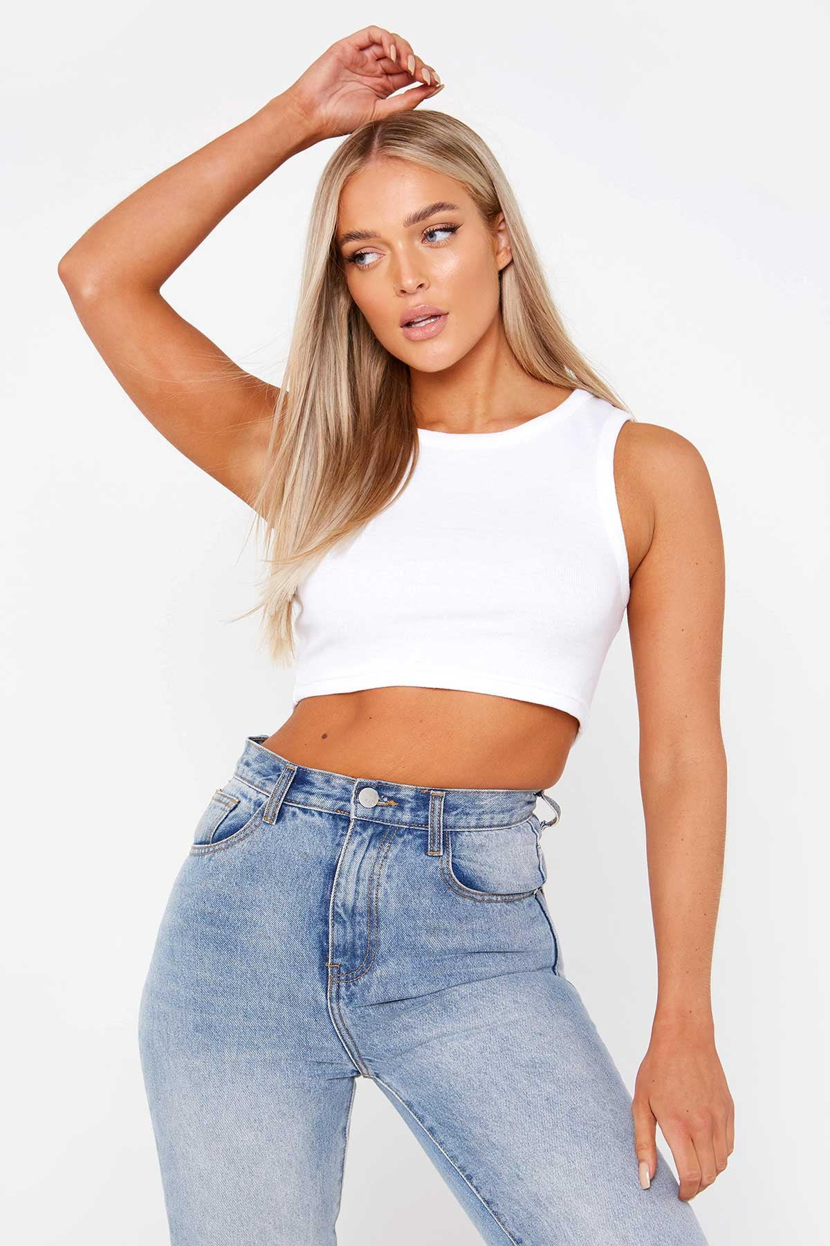 White Ribbed Racer Crop Top | Luxe to Kill