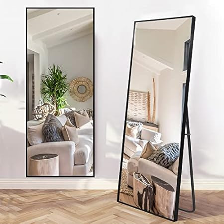 Rose Home Fashion Full Length Mirror, Aluminum Alloy Thickened Frame-64" x21", Floor Mirror, Standin | Amazon (US)
