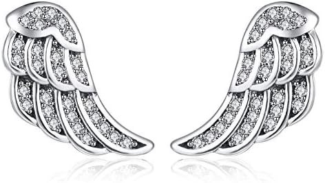 Brincos de asa de anjo de prata esterlina 925 zircônia cúbica transparente CZ para mulheres e m... | Amazon (BR)