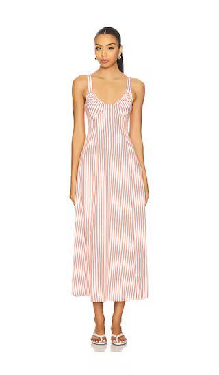 Ruched Cup Midi Dress in Vibrant Red Multi | Revolve Clothing (Global)