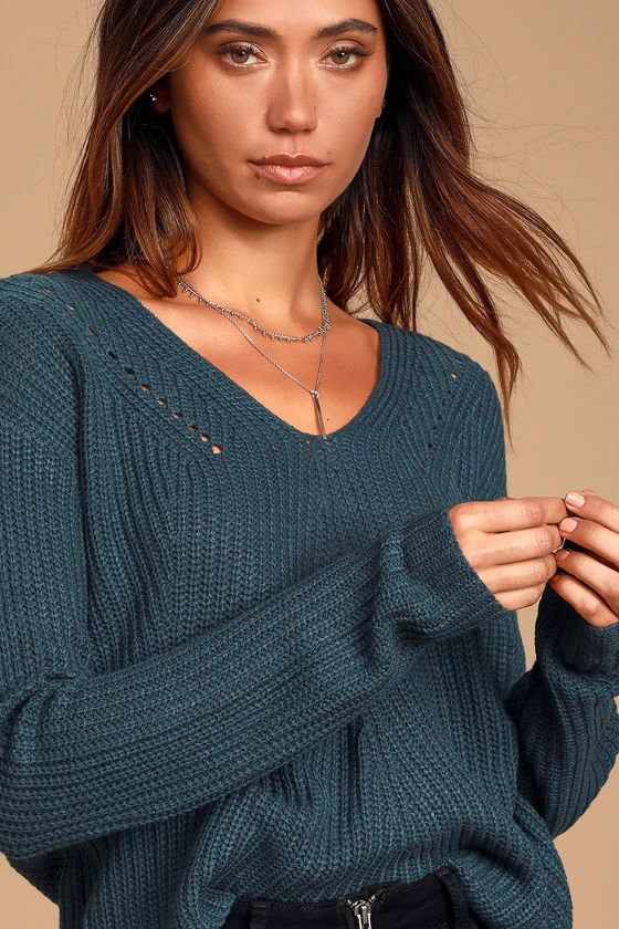 Halifax Teal Blue Knit Sweater | Lulus (US)
