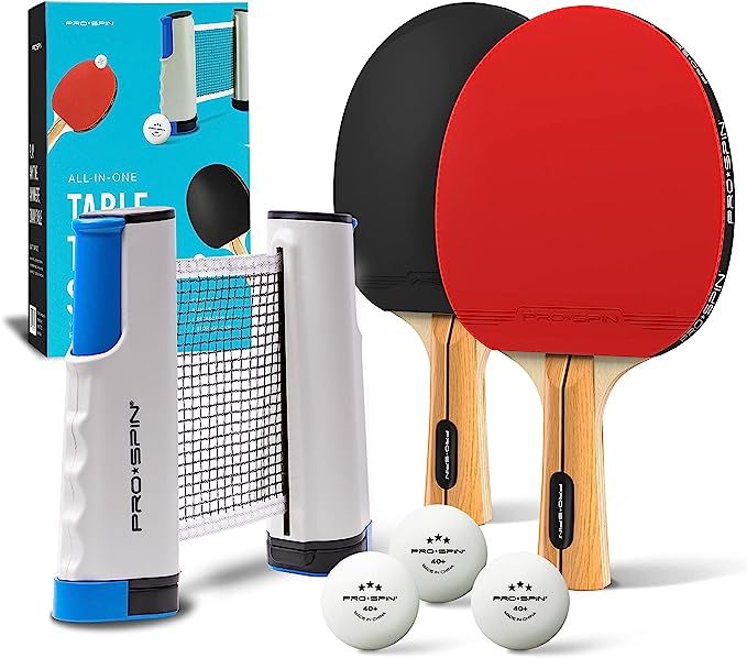 Amazon.com : PRO-SPIN All-in-One Portable Ping Pong Paddle Set | Table Tennis Set with Retractabl... | Amazon (US)