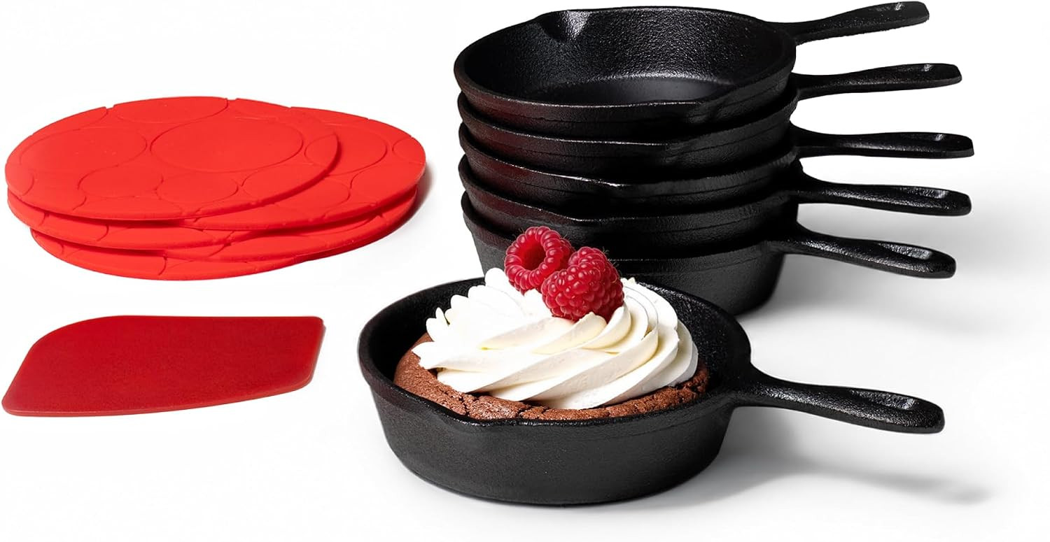 KUHA Mini Cast Iron Skillet Set of 6, Cookie Skillets, Pre-Seasoned 4 In | Amazon (US)