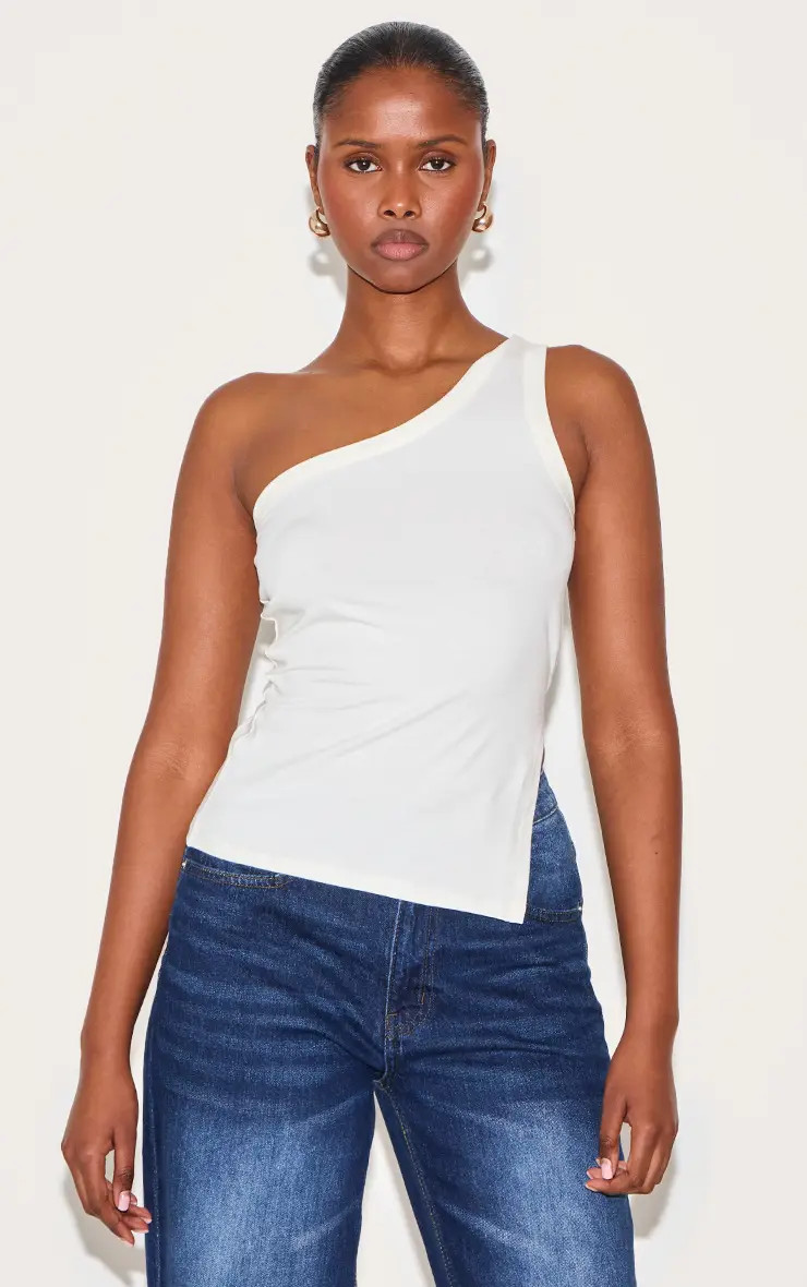 One Shoulder Long Vest Top | PrettyLittleThing US