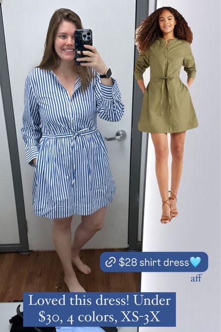Love this shirt dress! Under $30, 4 colors, XS-3X. I'm in my true size large, and I'm 5'8". The white version would be so pretty for graduation!
...........
Midsize dress white dress size 12 dress size 14 dress size large dress striped dress shirt dress minidress button down dress shirtdress blue and white striped dress blue and white dress long sleeve dress tie waist dress casual dress baby shower dress wedding guest dress casual wedding dress blue dress denim dress Anthropologie dupe Madewell dupe dress under $50 dress under $30 Walmart finds Walmart new arrivals free assembly dress work dress modest dress 

#LTKPlusSize #LTKMidsize #LTKWorkwear