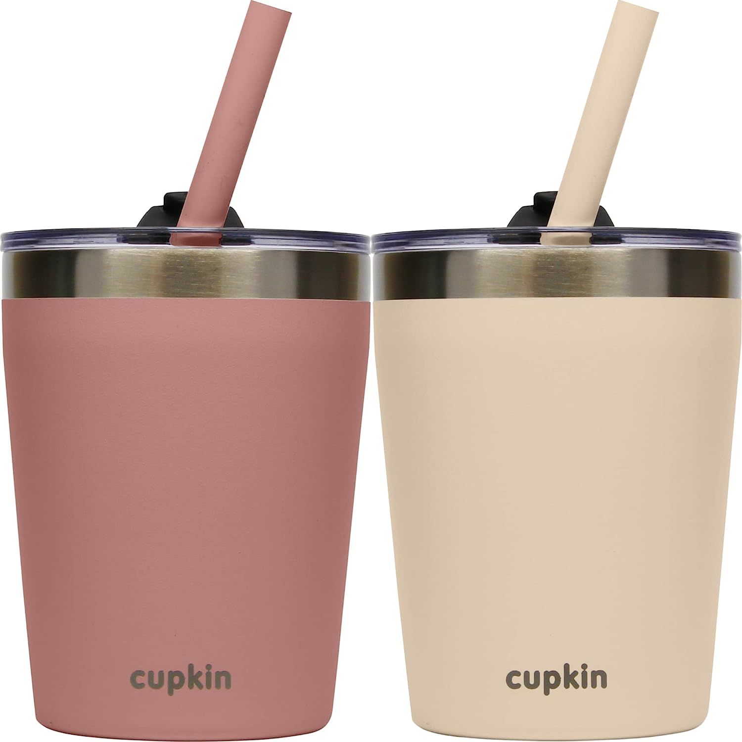 CUPKIN Toddler Straw Cup - The Original 8 oz Stackable Stainless Steel Toddler Cups - Set of 2 Po... | Amazon (US)