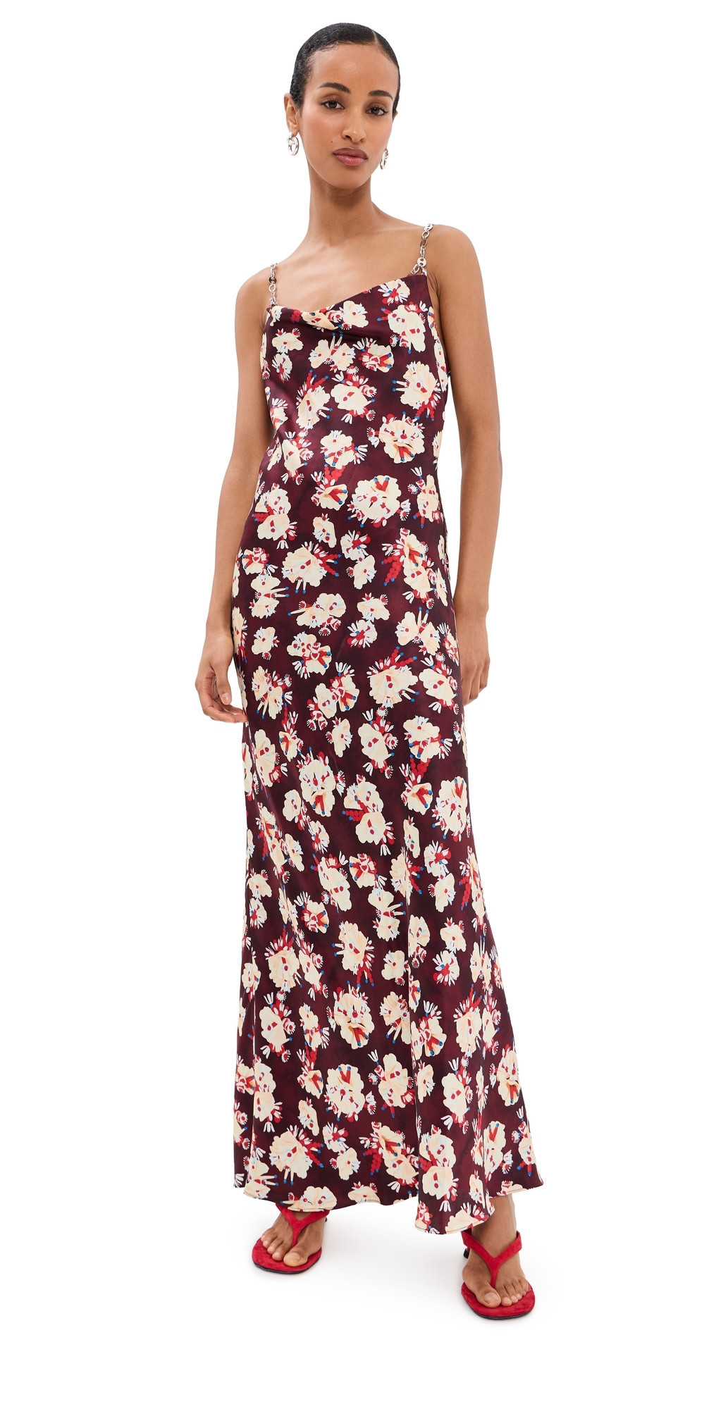 rabanne Floral Silk Dress Flowers Trims Purple/Yel 42 | Shopbop