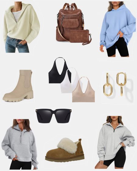 Amazon womens top products. oversized sweatshirts, minimal gold hoops, booties, leather backpack purse and sunnies. $50 and under 

#LTKstyletip #LTKunder50 #LTKGiftGuide