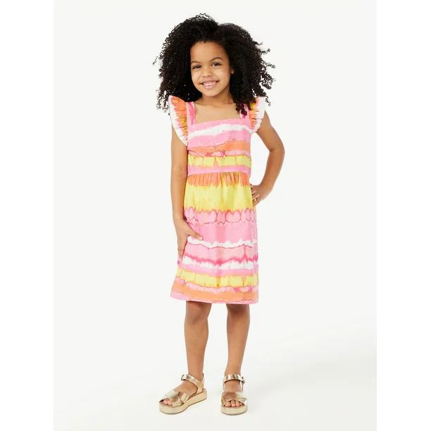 Scoop Girls Print Dress with Flutter Sleeves, Sizes 4-12 | Walmart (US)