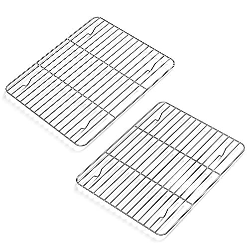 2 Pack Cooling Rack for Baking Stainless Steel, Heavy Duty Wire Rack Baking Rack, 11.7" x 9.4" Cooling Racks for Cooking, Fits Small Toaster Oven, Dishwasher Safe | Amazon (US)