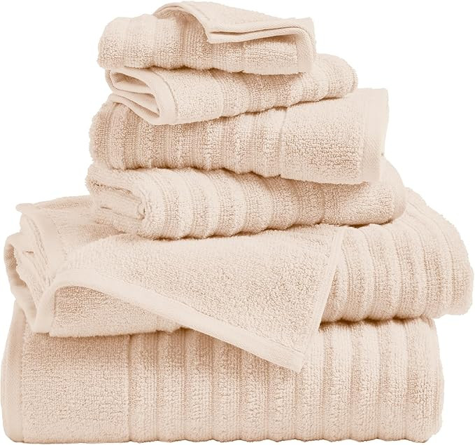 Great Bay Home Bath Towel Set - 100% Cotton 6 Piece Towel Set - Absorbent & Quick-Dry Towels for ... | Amazon (US)