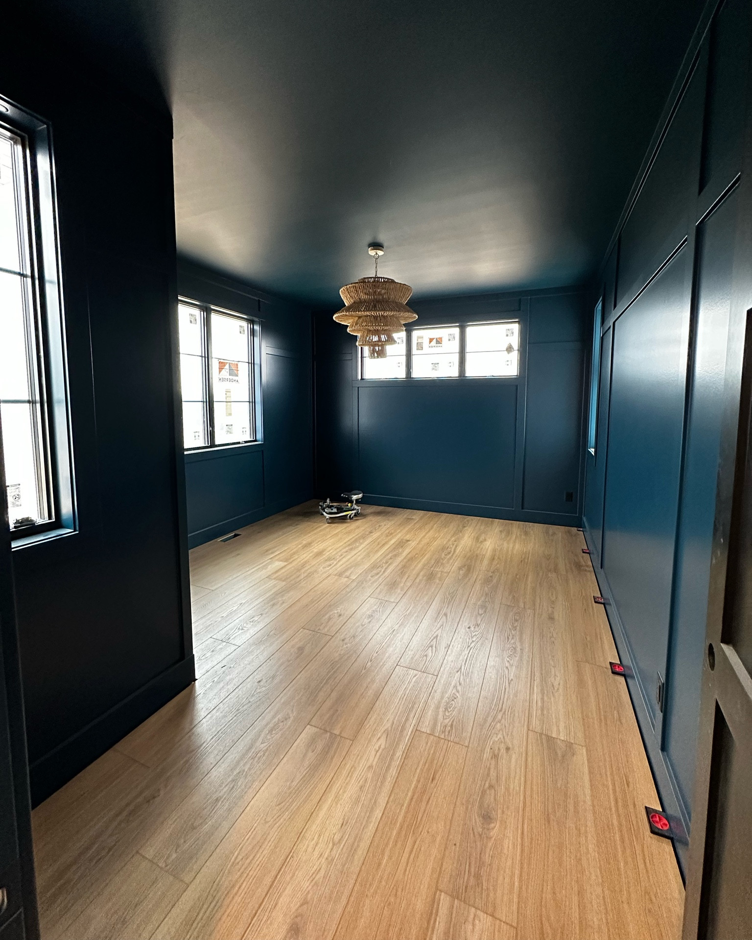 Moody office with natural color chandelier from William Sonoma Home. Our paint color is Moscow Midnight by Sherwin Williams. 

Natural chandelier, wood light, moody office, lighting, rich blue paint, dark blue 

#LTKFind #LTKhome