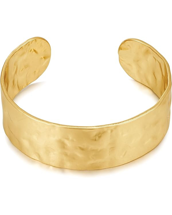 LILIE&WHITE Gold Bracelets For Women Hammered Cuff Bracelet Leaf Streak Gold Bangle Bracelet Line... | Amazon (US)