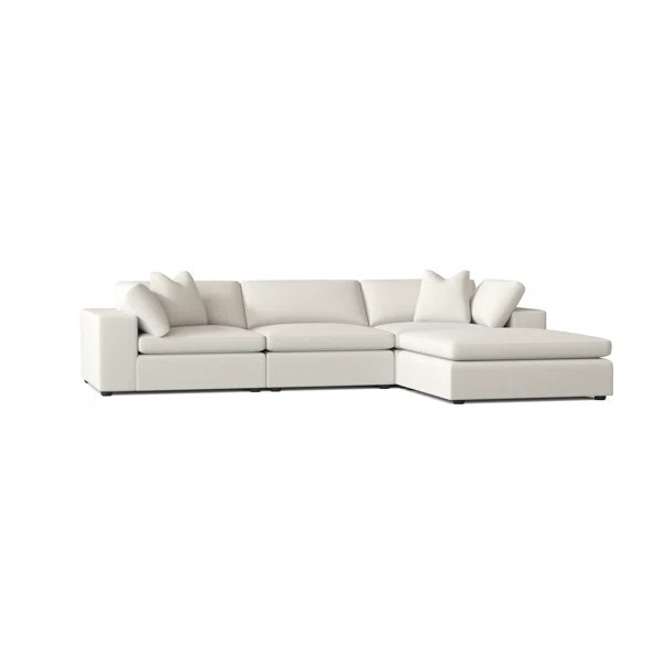 Claire 133" Wide Reversible Down Cushion Modular Sofa & Chaise with Ottoman | Wayfair North America