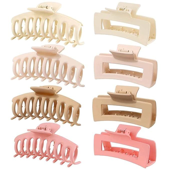 PACK OF 8 HAIR CLIPS FOR WOMEN - Large Hair Claws for Thick, Straight, Curly or Thin Hair - Non-S... | Amazon (US)