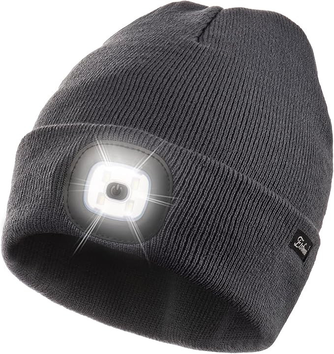 Etsfmoa Unisex Beanie with The Light Gifts for Men Dad Father USB Rechargeable Caps | Amazon (US)