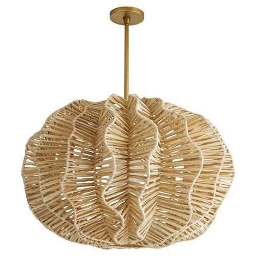 Arteriors Pismo Coastal Beach Hand woven Natural Raffia Shade Ceiling  Pendant | Kathy Kuo Home
