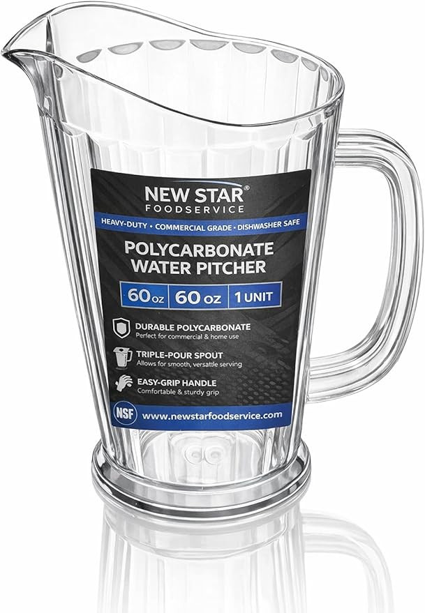 New Star Foodservice 46144 Polycarbonate Plastic Tapered Style Restaurant Water Pitcher, 60-Ounce... | Amazon (US)