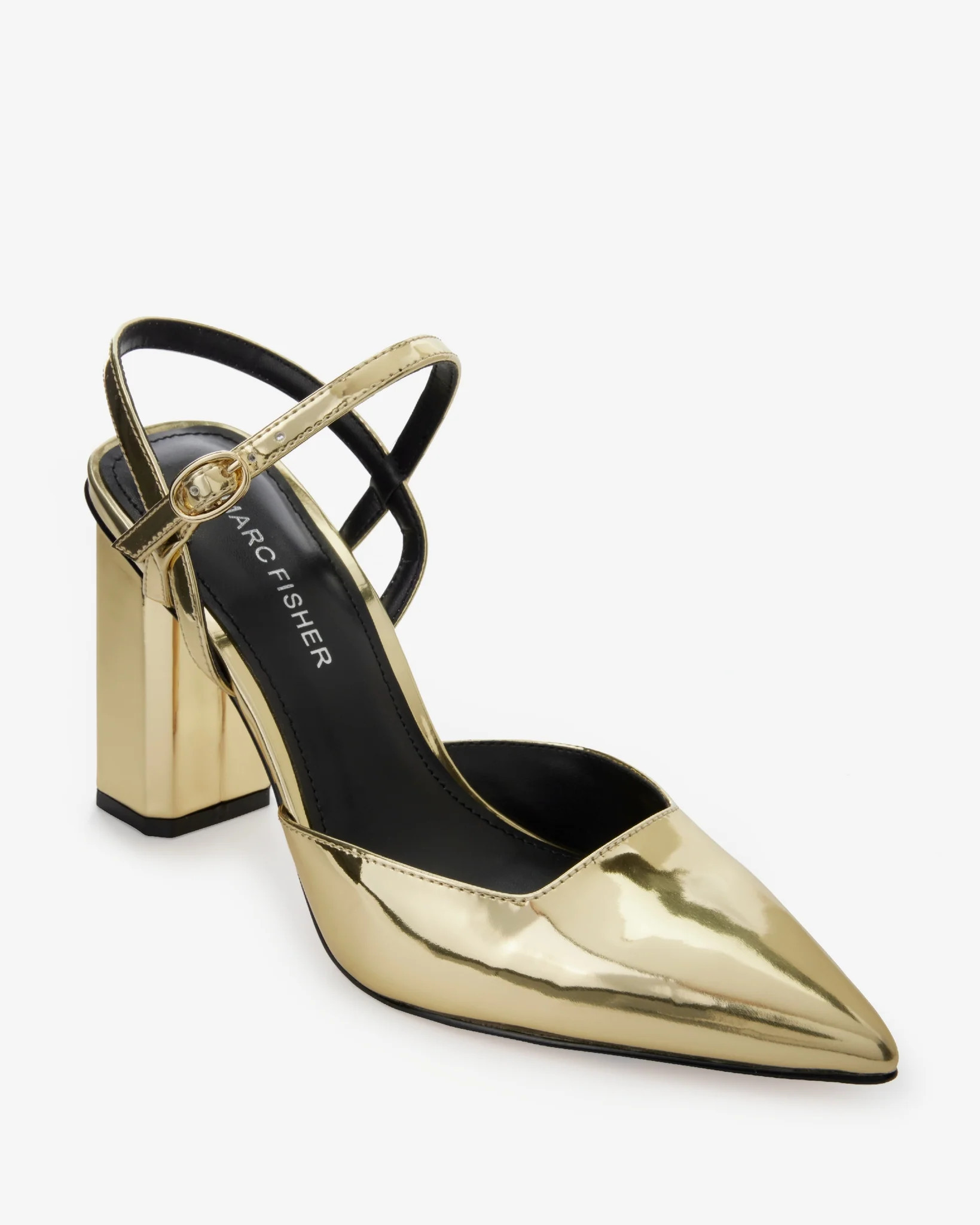 Pointed Toe Ankle Strap Block Heel - Silver | Boston Proper | Boston Proper