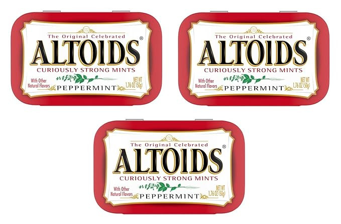 Altoids Curiously Strong Breath Mints, Peppermint, 1.76-Ounce Tins, 3-Pack | Amazon (US)