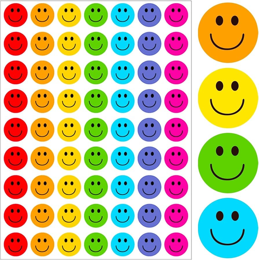 Happy Smile Face Sticker - 1 Inch Happy Face Decal Stickers 630 Pcs Teachers Reward Stickers for ... | Amazon (US)