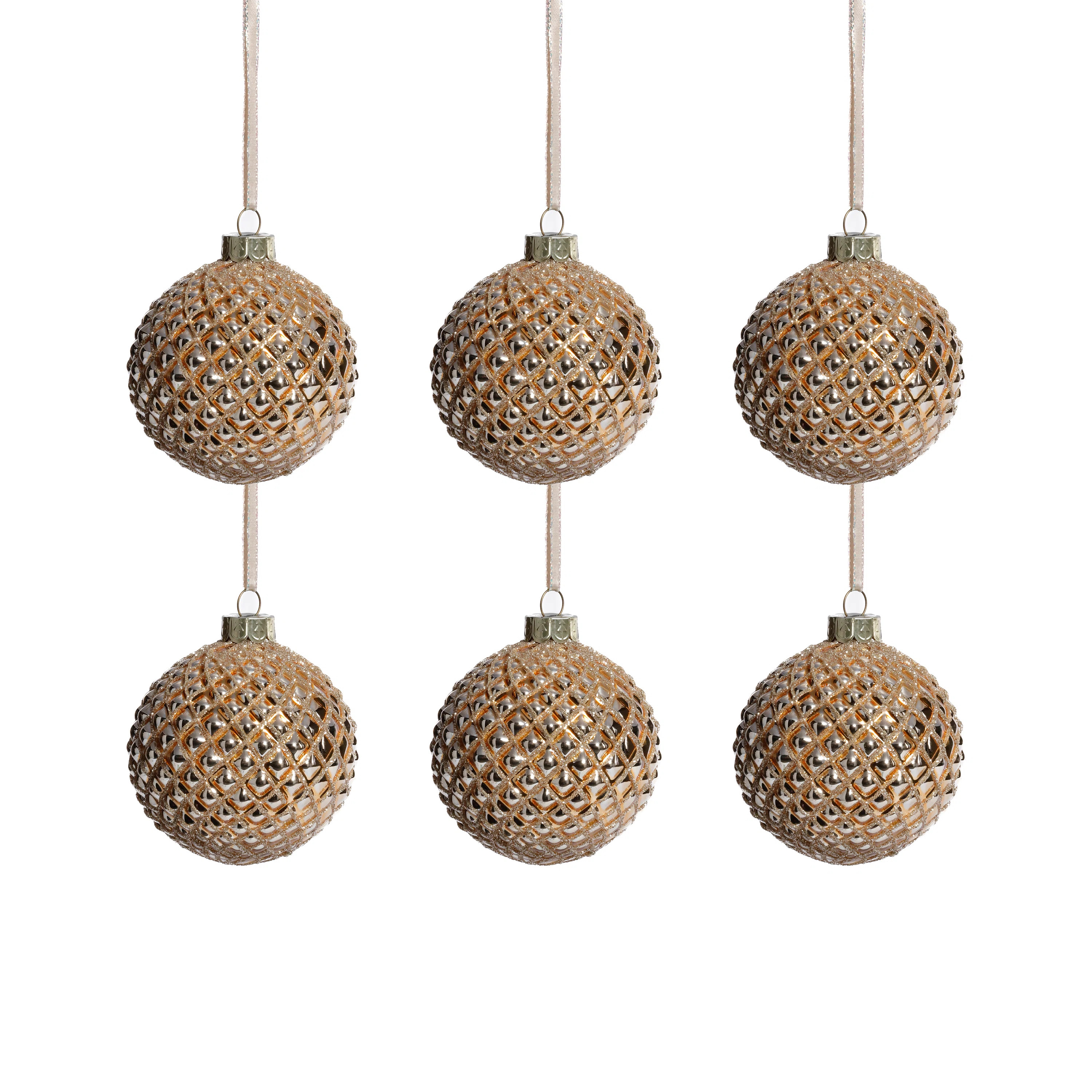 Metallic Glass Ball Christmas Ornaments, Set of 6 | Wayfair North America