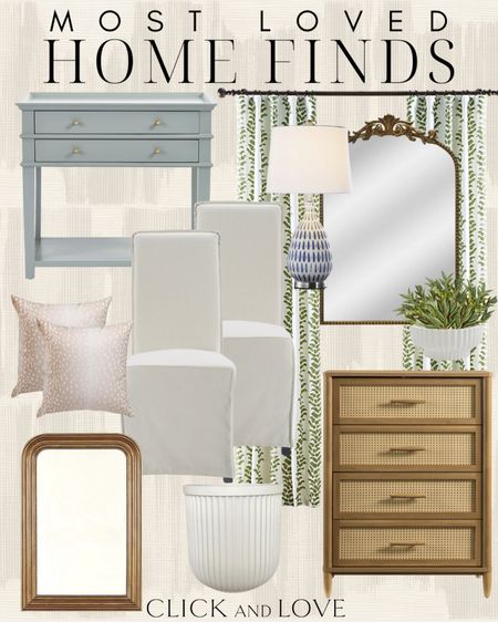 Most loved home finds from the last week✨ these are great look for less options. Especially the slipcover dining chairs. An affordable price point to upgrade your dining space! 

Ballard, Ballard designs, grandin road, Walmart, Walmart home, Amazon home, Amazon, most loved, upholstered chair, slipcover chair, mirror, vintage mirror, lamp, lighting, nightstand, bedside table, end table, pillow cover, accent pillow, throw pillow, Antelope pillow cover, dresser, Bedroom furniture, planter pot, curtains, drapery, window treatments, Living room, bedroom, guest room, dining room, entryway, seating area, family room, affordable home decor, classic home decor, elevate your space, home decor, traditional home decor, budget friendly home decor, Interior design, shoppable inspiration, curated styling, beautiful spaces, classic home decor, bedroom styling, living room styling, style tip,  dining room styling, look for less, designer inspired

#LTKHome #LTKStyleTip #LTKFindsUnder100