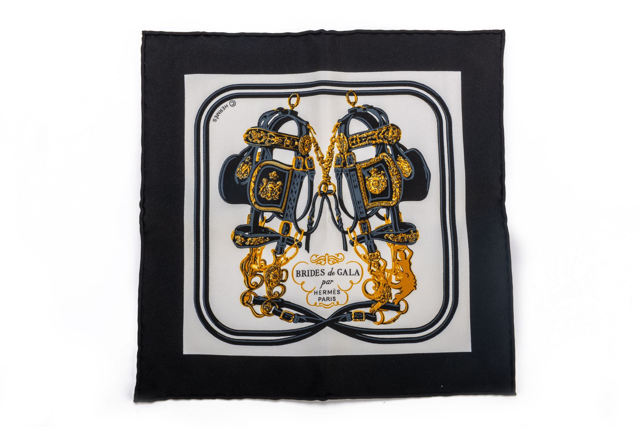 Hermes Brides De Gala Mini Silk Scarf 8" - Vintage Lux - Black - Limited Edition, Collectors Item | Stole, Shawl, Wrap | One Kings Lane