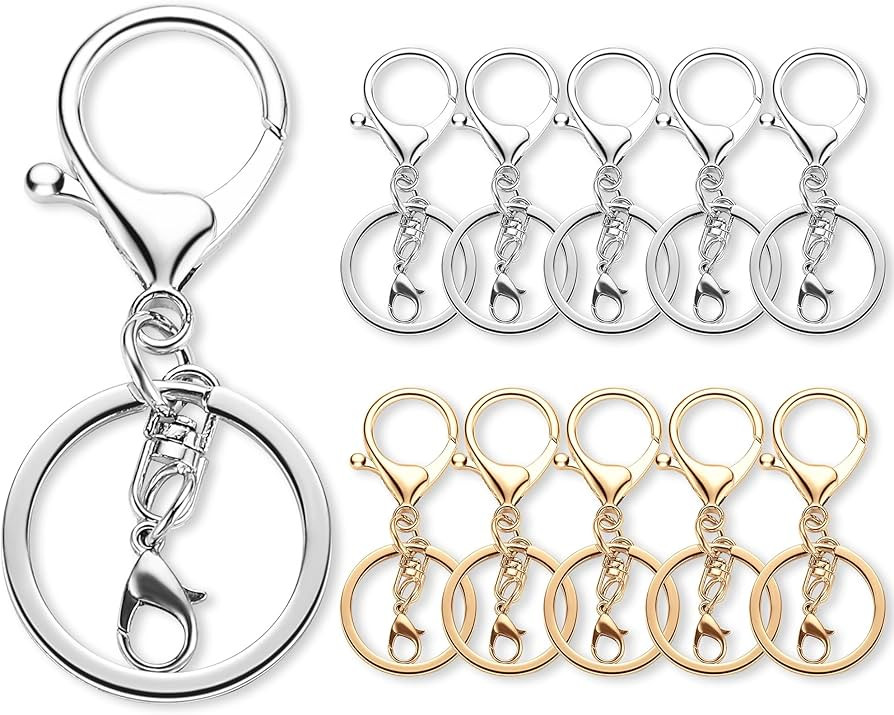 Gkeygo 10 Pack a Set Metal Lobster Claw Clasps and Key Rings, Key Chain Accessories, Keychain Mak... | Amazon (US)