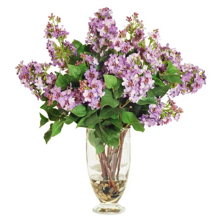 Vivian Rose Lilac In Glass Vase 8" | Wayfair | Wayfair North America
