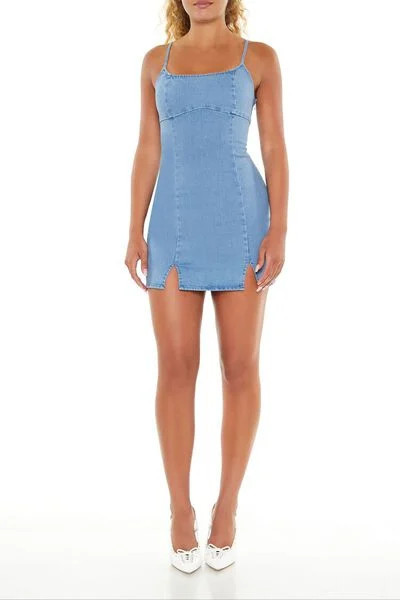 Lace-Up Denim Mini Dress | Forever 21