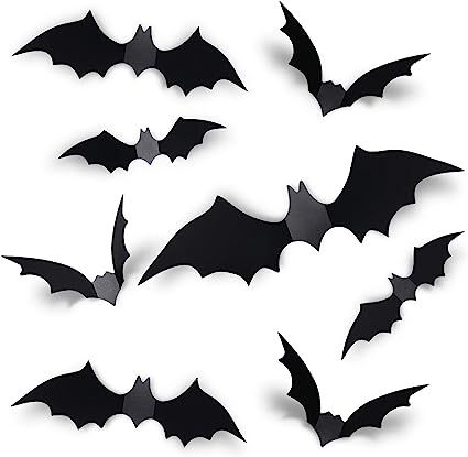 Coogam 60PCS Halloween 3D Bats Decoration 2021 Upgraded, 4 Different Sizes Realistic PVC Scary Bl... | Amazon (US)