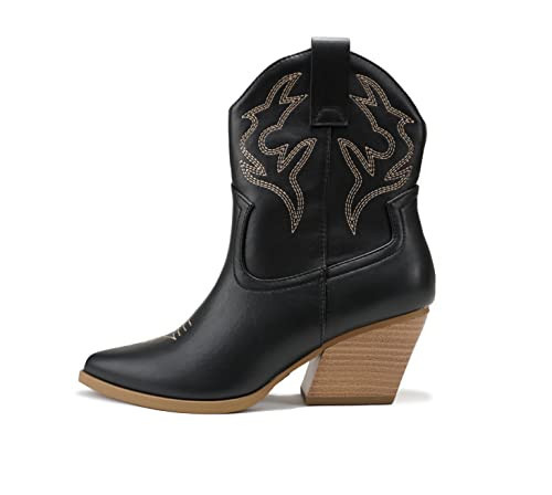 Amazon.com | Soda \u201cBLAZING\u201d ~ Women Western Stitched Pointe Toe Low Heel High Top Ankle... | Amazon (US)