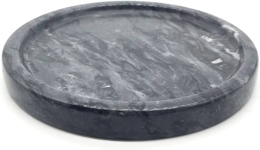 Natural Marble Tray, Circular Marble Stone Decorative Tray for Counter，Jewelry, Vanity, BlackRo... | Amazon (US)