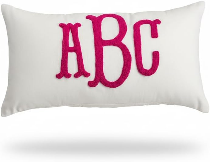 Wedding Monogram Punch Needle Embroidery Pillow, Custom Letter Monogram Pillow, Personalized Couple Gift Idea, Lumbar Pillow, Couple Cushion | Amazon (US)