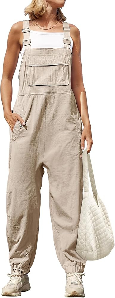 ZESICA Women's Sleeveless Overalls Jumpsuit Casual Loose Adjustable Straps Bib Long Pant Jumpsuit... | Amazon (US)
