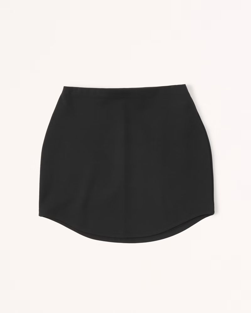 Women's Ponte Curved Hem Mini Skirt | Women's Clearance | Abercrombie.com | Abercrombie & Fitch (US)
