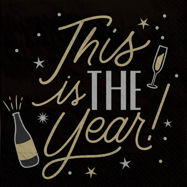 This Is The Year 16 Ct Luncheon Napkins Black Gold Silver New Year's Eve | Walmart (US)