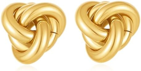 14K Gold Plated Knot Earrings for Women Gold Silver Earrings Heart Link Drop Dangle Earring Chunk... | Amazon (US)