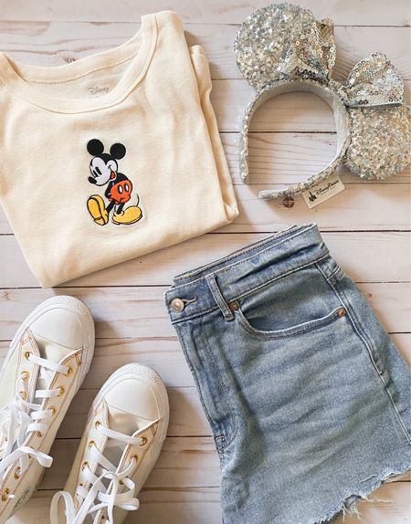 Cute neutral Disney outfit! Perfect for summer. The Mickey is embroidered which makes this tee extra cute!

#LTKstyletip #LTKtravel #LTKunder50