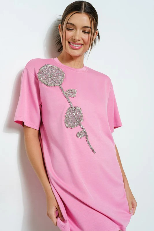 NEW!! "Lilly" Crystal T-Shirt Dress | Glitzy Bella